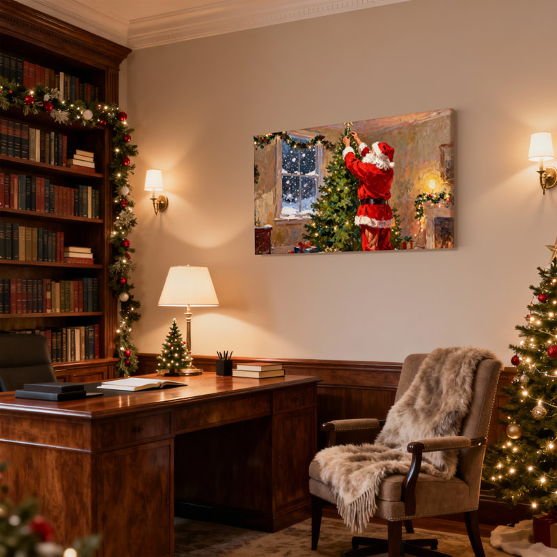 Ensemble de 3 impressions sur toile, arbre de Noël de Noël avec étoile, H 16 po x l 24 po