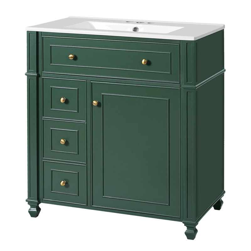 Armoire de salle de bain 30 po avec rangement, Vert