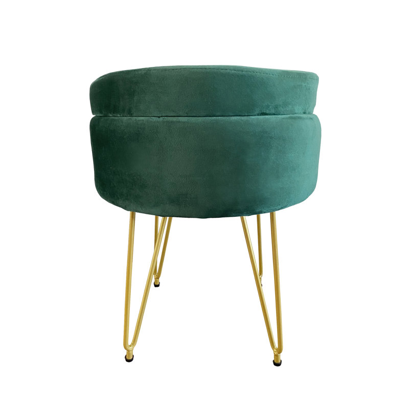 Alaney Stainless Steel Accent Stool, Green Velvet