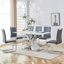 Ensemble de salle à manger 7 pièces rectangulaire moderne en faux marbre avec chaises en porte-à-faux en similicuir-707373892