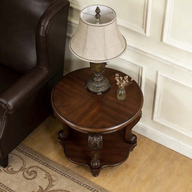 Table de bout ronde 22 po, Cerisier