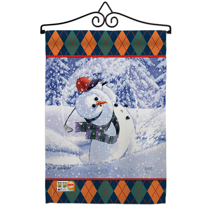 Coussin de golf à 2 faces 19 x 13 po bonhomme de neige Ensemble de drapeaux