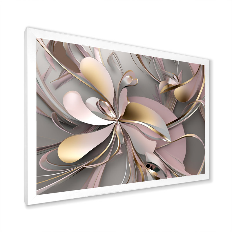 Art encadré liquide et effervescence rose I - 0, Cadre simple blanc, H 34 po x l 44 po x P 1,5 po