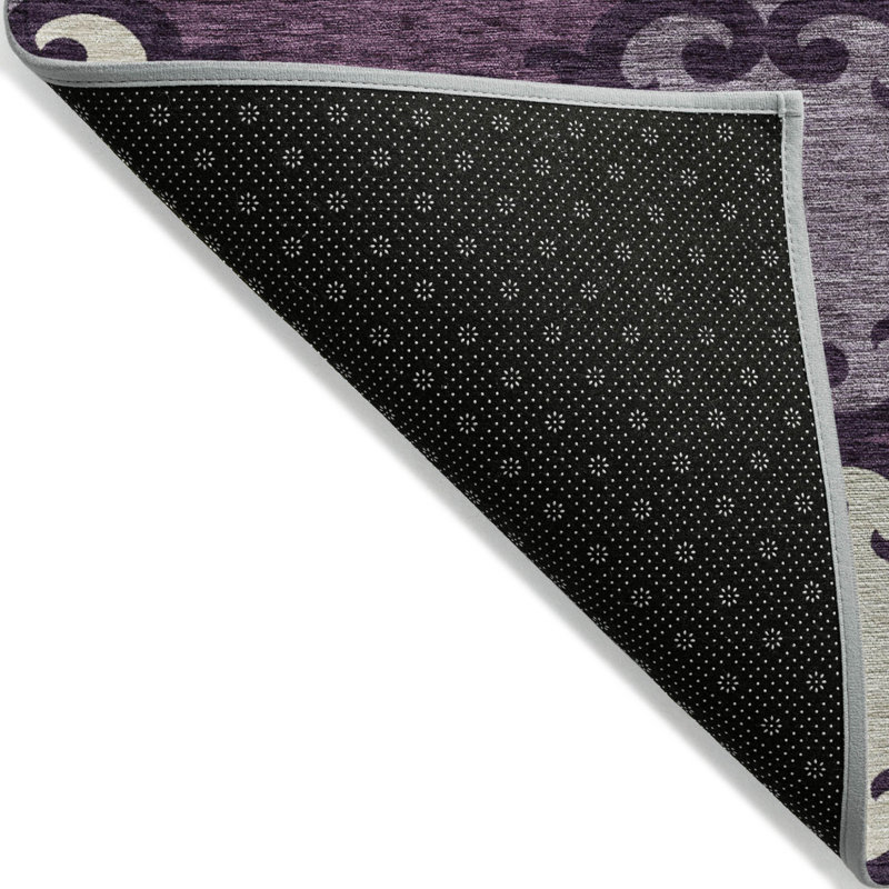 Tapis extérieur lavable aubergine 3 pi x 5 pi aubergine et ivoire