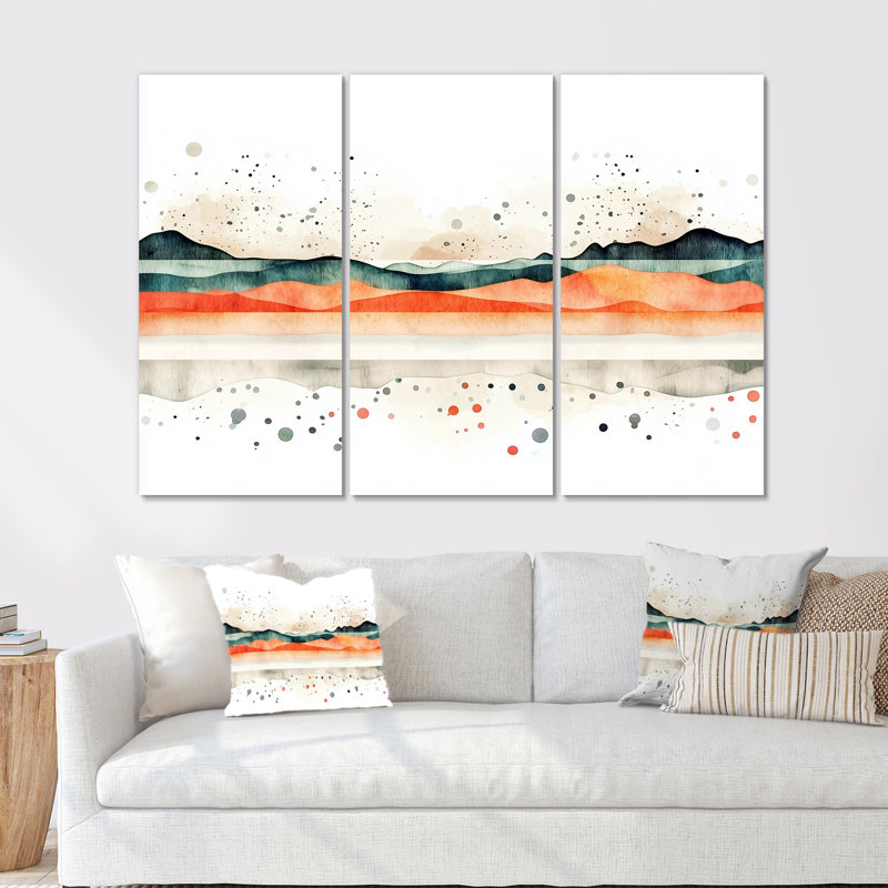 Shifting Marble Landscape - Ensemble d'art mural abstrait en marbre, H 32 po x l 48 po, Impression sans cadre en métal