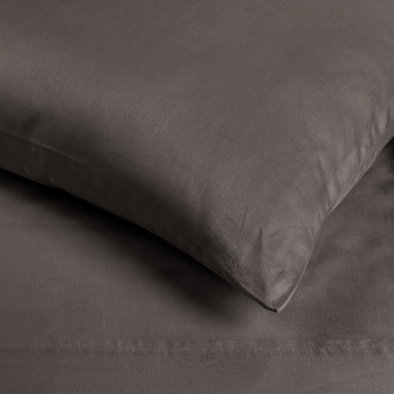 Ensemble de draps en satin de coton à densité de tissage 700 fils Verdie Écosse, Gris, Très grand