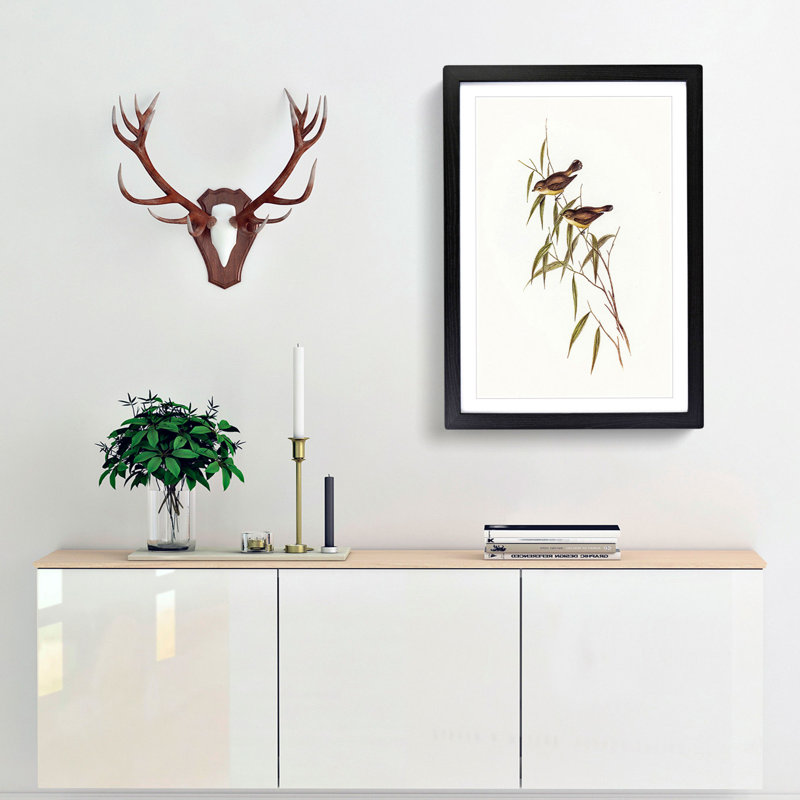 Short-Billed Tree Tit by Elizabeth Gould - Picture Frame Painting Print, 48cm H x 36cm W x 2cm D, Black Framed