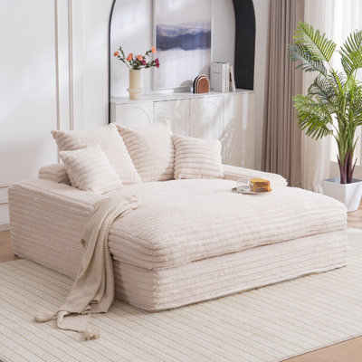 Calden Oversized Chaise Lounge Chair With Detachable Pillows And Corduroy Fabric
