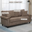 HOMCOM 196cm 3 Seater Sofa with Rubber Wood Legs, Nailhead Trim, Brown-1536810623