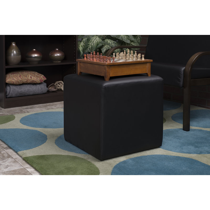 Jean Square Stool Ottoman, Black Faux Leather