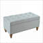 Banc de rangement repose-pieds avec charnière encastrée Bordure de rivet - Gris clair pour chambre à coucher / salon | Noyer brun | Bois-1143796735