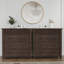 Commode 3 tiroirs cannelée moderne pour salle à manger - Commode en bois - Table compacte pour la chambre à coucher, le salon, le couloir - Finition noyer - Rouge brunâtre, 3 tiroirs