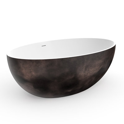 Baignoire autoportante à surface solide de 67 pouces, blanc mat et noyer, de forme ergonomique, convient à un usage familial en hôtel 67 * 39,66 * 22 Surface de trempage, finition, installation facile et rapide