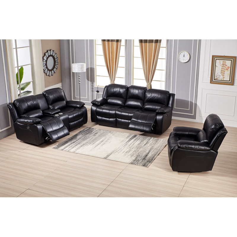 Convergent Faux Leather Reclining Loveseat, Power, Black