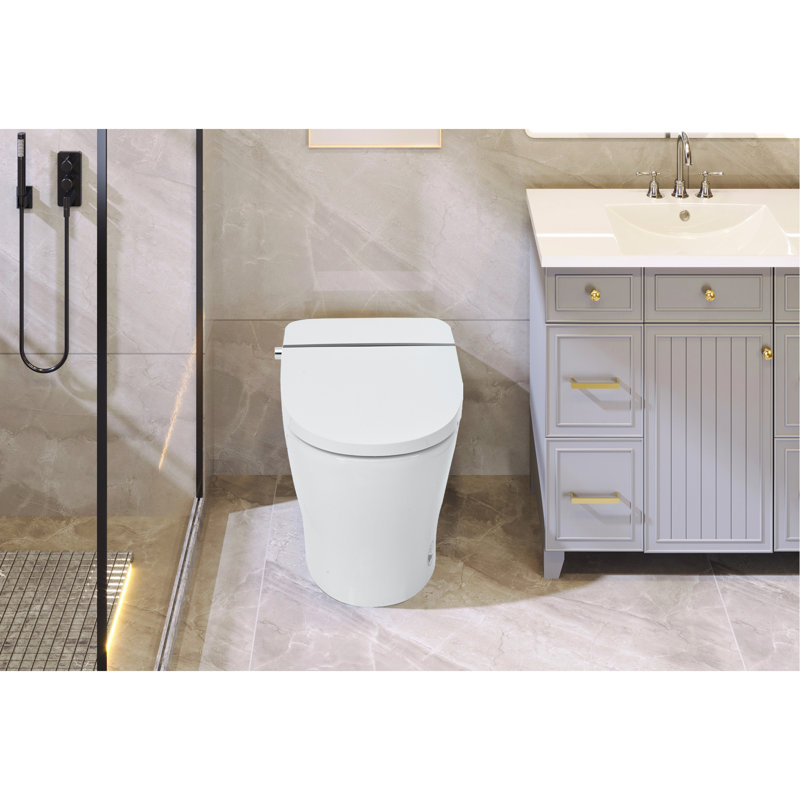 Upmarket Toilet With Self-Cleaning Wand, Dual Flush 1/1.28 , Foot Sensor Flush, White Night , Knob Control, Cold Water Wash, Strong Soft Close, Spotless Compact, Clean