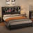 Full/Queen/King Bed Frame with Bookcase Headboard & Charging Station, Under Bed Storage, Black-729944593
