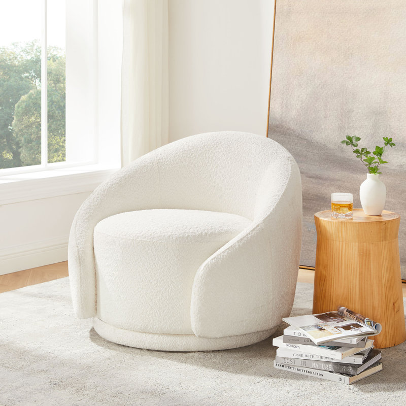 Gabbanelli Upholstered Accent Chair, White Boucle