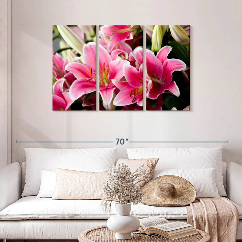 Bouquet de lys roses Harnek, H 28 po x l 45 po