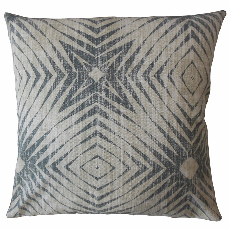 Oreiller Pauric Ikat, 24 po x 24 po, Carbone