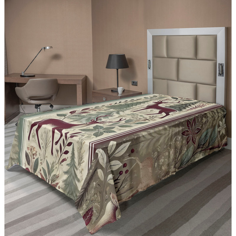 Drap plat moderne de style bohème Ambesonne, Drap plat pour lit simple TG, Framboise / motif floral vert sauge