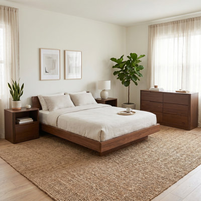 Ensemble de chambre à coucher en bois massif 3 pièces Kirsty