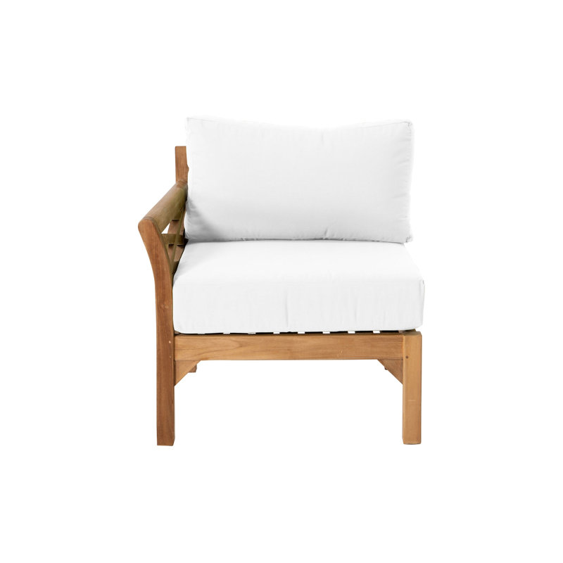 Kendrica Outdoor Teak One Arm Lounge Chair, White