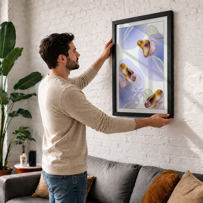 Drifting Jellyfish Coastal - Framed Print, A2 - 59.4 x 42.0 cm, Oak