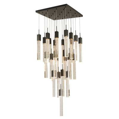 Transitional 25 Light Black Hanging Crystal Pendant