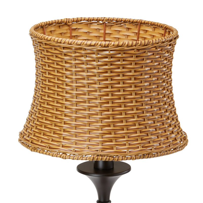 Evrard 25.25"H Outdoor and Indoor Basket Weave Table Lamp, Brown