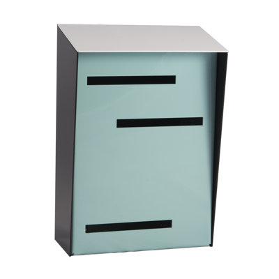 Large Wall Mount White, Black & Robin Egg Mid Century Modern Mailbox