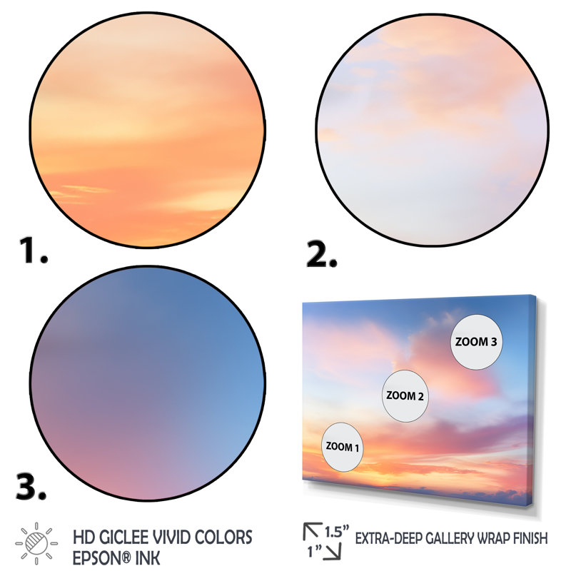 Cotton Candy Skies 3 - Sky, art mural, H 16 po x l 32 po x P 1 po, Cadre flottant brun