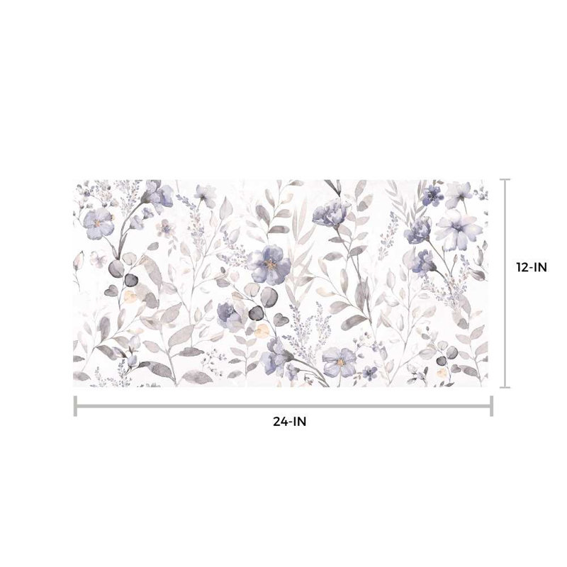 Idyll 24" x 48" Floral Porcelain Floor and Wall Tile, Sakura