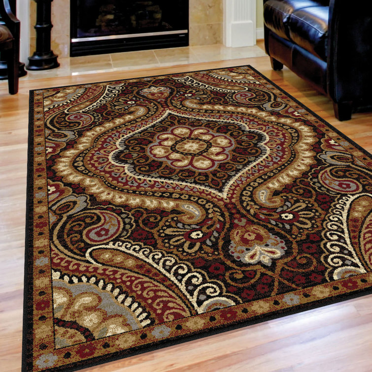 Monterey Paisley Black Area Rug