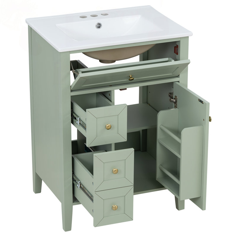 Meuble-lavabo de 24 po avec lavabo, tiroir coulissant et 2 tiroirs coulissants
