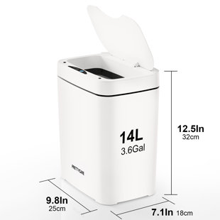 PrettyCare 2 Packs Motion Sensor Trash Can With Lid, 3.6 Gallon Smart Automatic Touchless Garbage Can, Slim Plastic Trash Bin For Bedroom Office Kitchen Dorm Toilet (Set of 2)