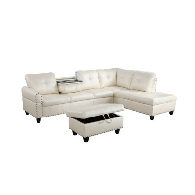 Faux Leather L-Shaped Sectional Right Hand Facing