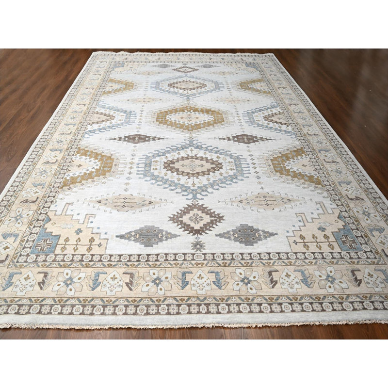 Tapis gris nouvel âge en laine 12 pi 3 po x 18 pi Zoryana