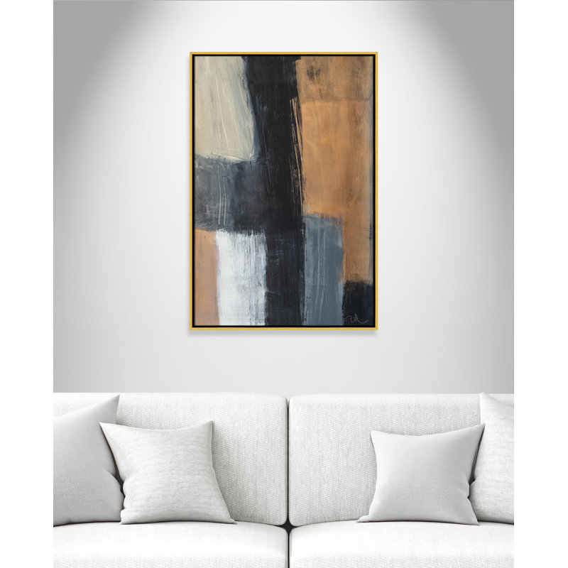 Calderon Karl Metallic Slate II par Print, Cadre flottant doré, Pas de tapis, H 37,5 po x l 25,5 po x P 2 po