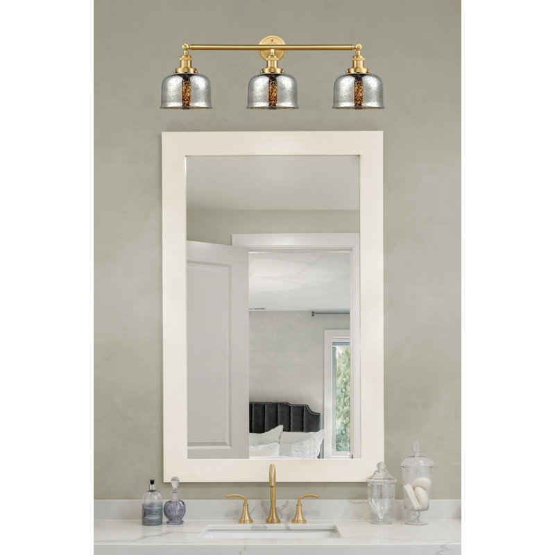 Placencia 3 - Light Dimmable Vanity Light, 60 Watt Vintage Incandescent Bulb, Silver Mercury, Satin Gold