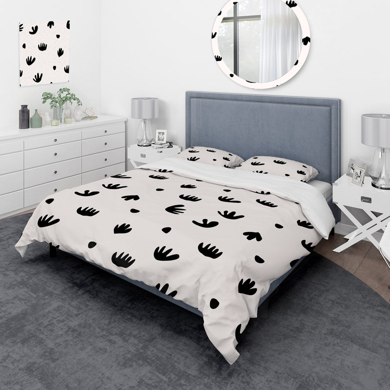 Retro Little Abstract Leaves - Ensemble de housse de couette moderne - Polyester en microfibre