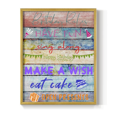 Birthday Rules Framed Print - Solid Wood