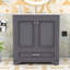 Meuble-lavabo de salle de bain avec lavabo en céramique, tablette réglable, tiroir et armoire de rangement-426060896