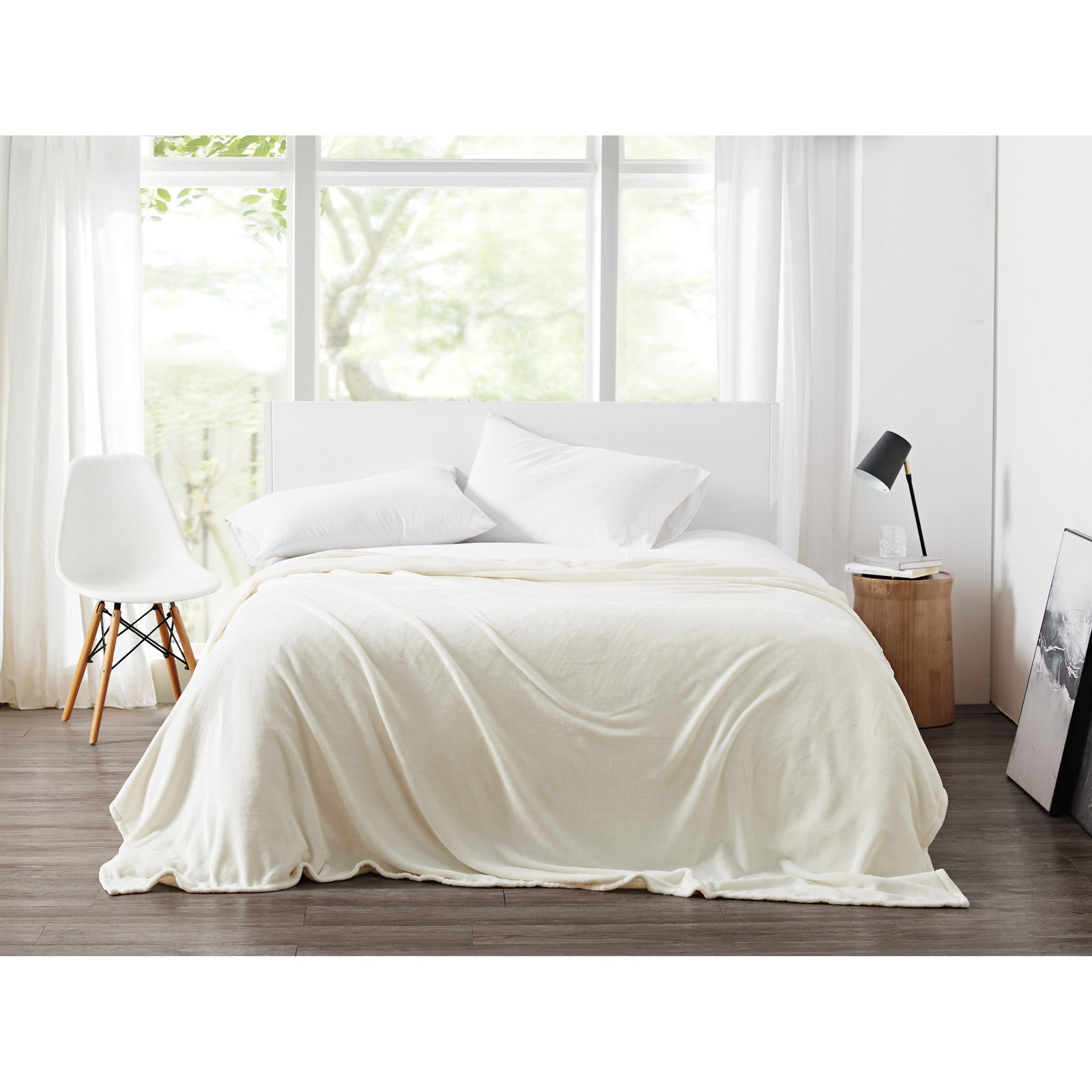 Balee Knitted Throw Blanket, 90" W x 90" L, Ivory