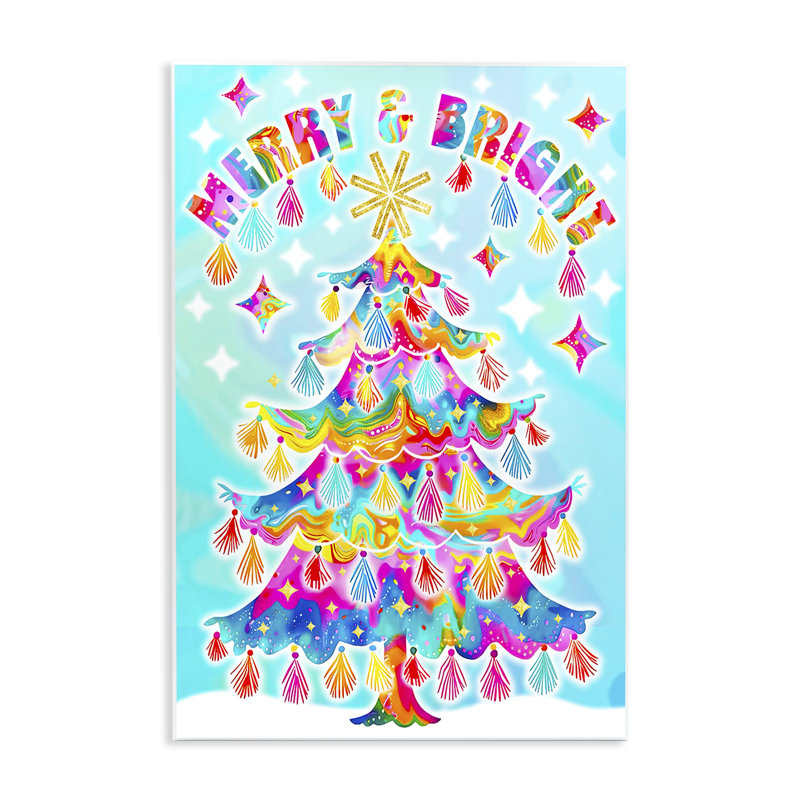 Toile éclectique «Merry & Bright» par Jess Stempel, H 15 po x l 10 po