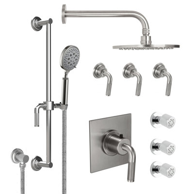 Descanso 1.8-Gpm Styletherm 0.75-Inch Thermostatic Body Spray Handshower On Slide Bar And Showerhead Shower System