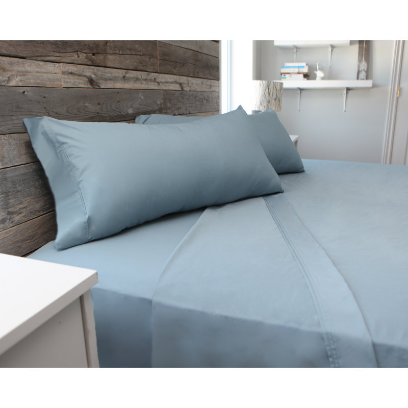 Ensemble de draps 220 fils John, Bleu matinal, Double