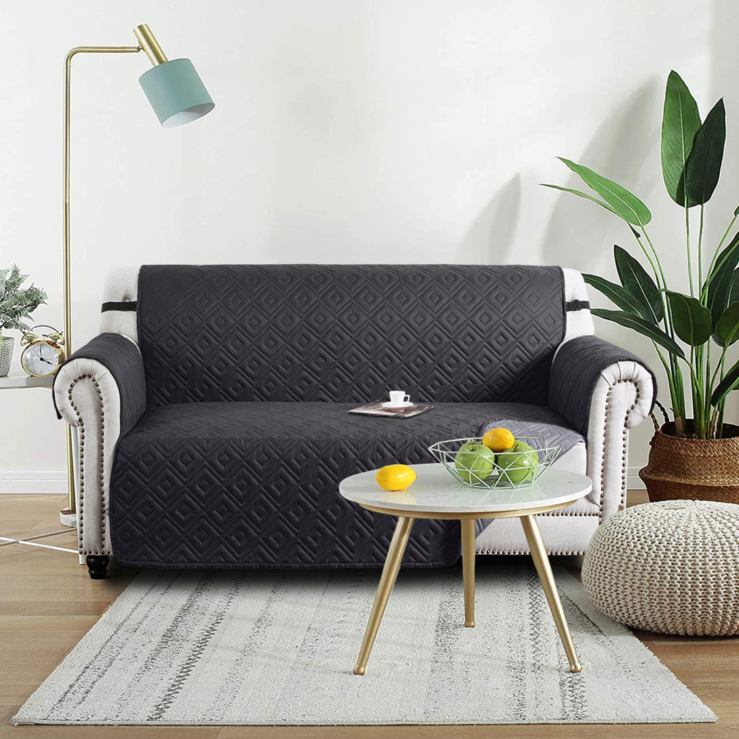 Waterproof Reversible Sofa Cover Quilted Anti-Slip Couch Protector with Adjustable Strap