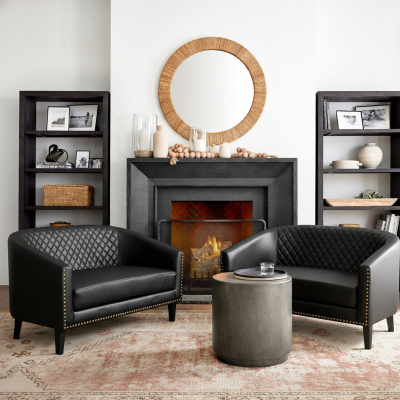  2 - Piece Faux Leather Living Room Set, Black