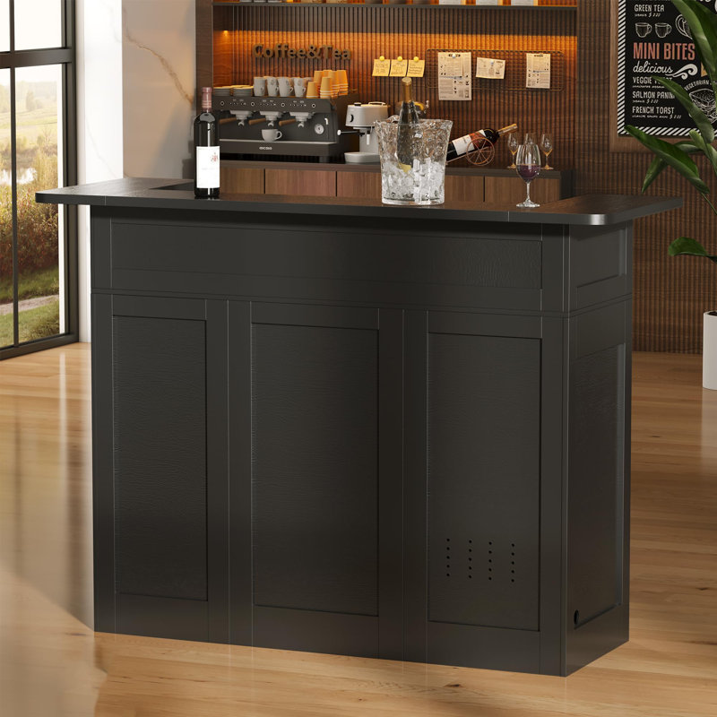 Framed Buffet Cabinet with Built-in Power Outlets & Wine Rack, Tall Sideboard Storage Credenza for Kitchen, Dining Room, Home Bar, Compatible with Mini Fridge, in Rustic Brown