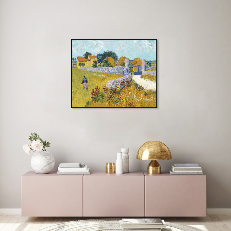 «Farmhouse in Provence» par Vincent Van Gogh - peinture sur toile, H 36 po x l 30 po, Cadre noir